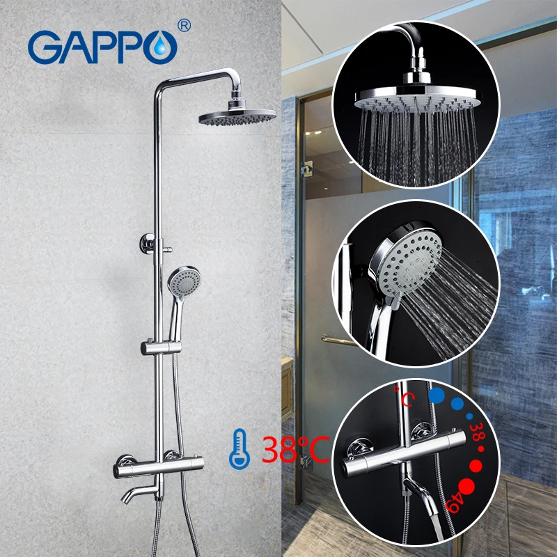 gappo modern thermostatic shower faucet set rainfall sprayer bathtub tap bathroom faucets tapware bath mixer crane free global shipping