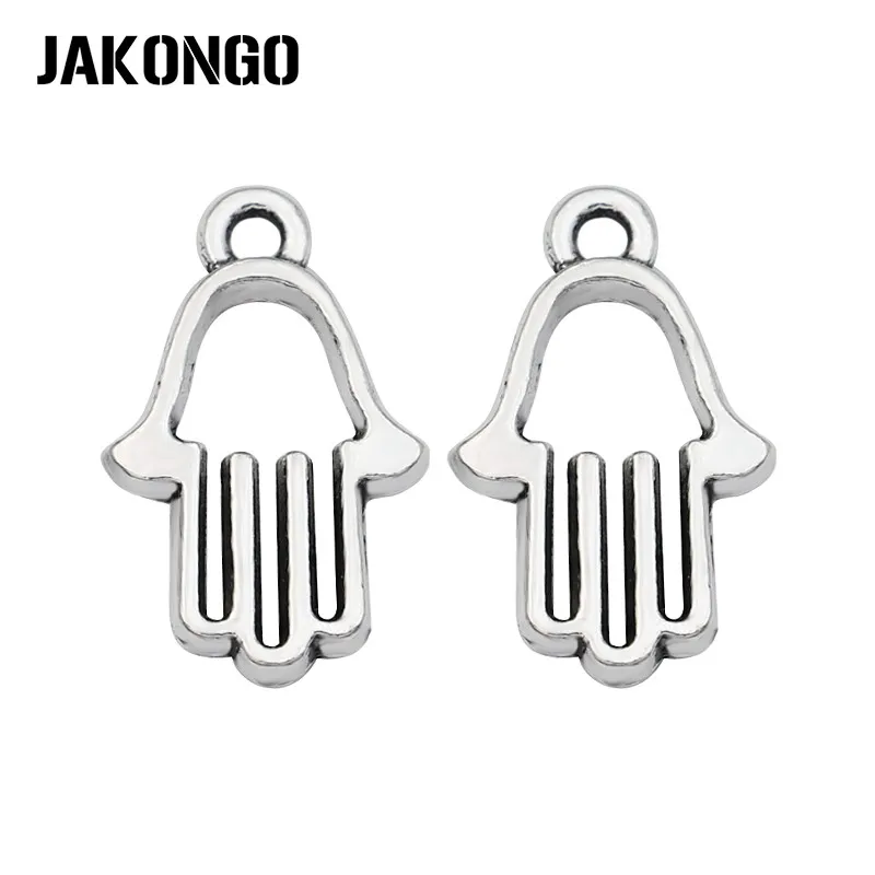 

10Pcs Tibetan Silver Plated Hollow Hand Charms Pendants for Bracelet Jewelry Making DIY Handmade Craft 19x11mm