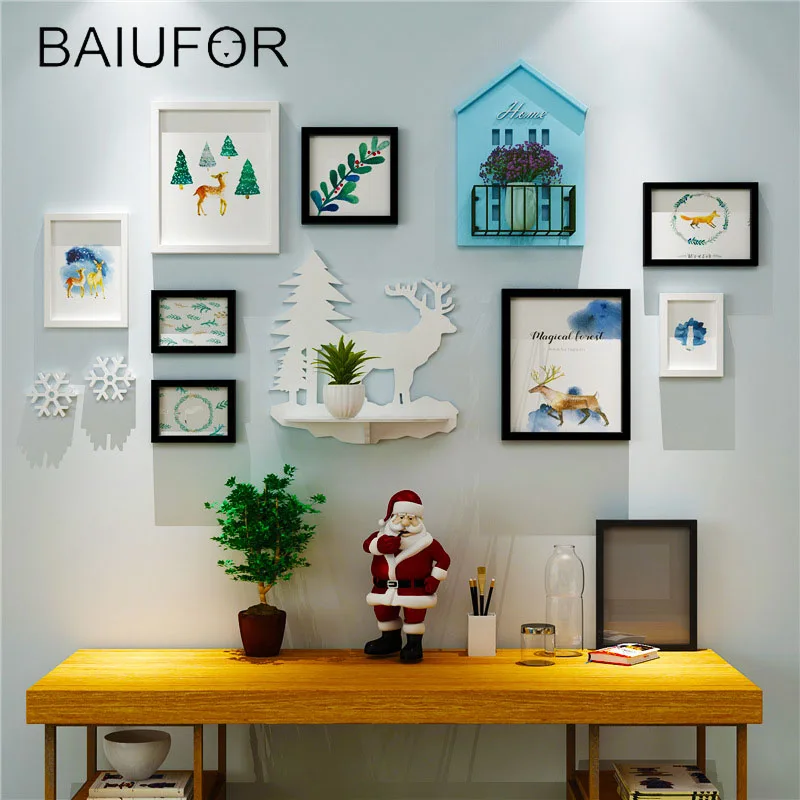 BAIUFOR Рождественская домашняя фоторамка Настенный декор набор рамок креативная