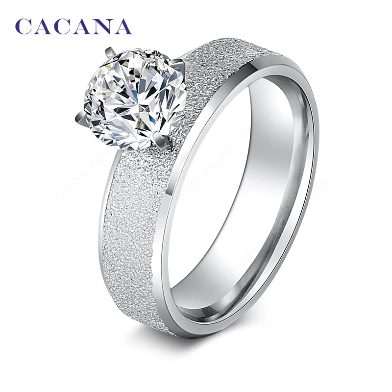 

CACANA Stainless Steel Rings For Women Sequin With Fashion Jewelry Wholesale NO.R10