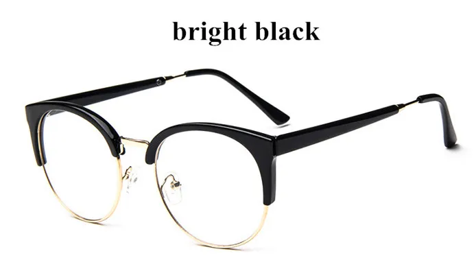 bright black Прозрачная модная круглая прозрачная оправа для очков, женские полуоправы, женские очки, украшения для очков с оптическими линзами - Цвет оправы: bright black