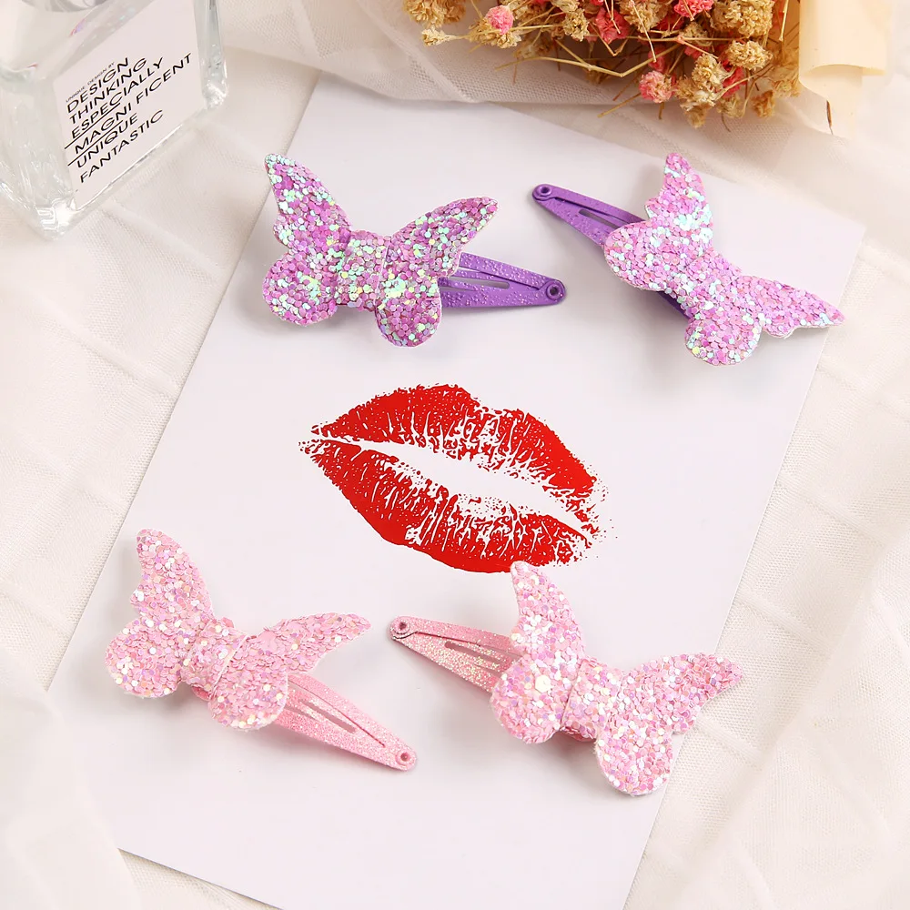Розничная продажа 1 пара модные милые блестящие заколки бабочки прочные для