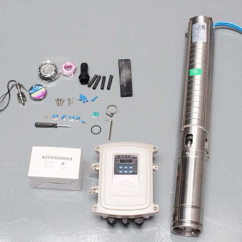brushless motor high pressure solar water pump DC72V submersible 5T 67m power fsolar pond |