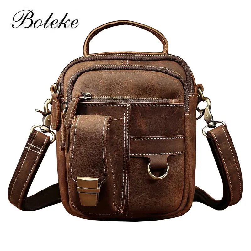 Брендовая мужская поясная сумка из натуральной воловьей кожи Crazy Horse винтажная