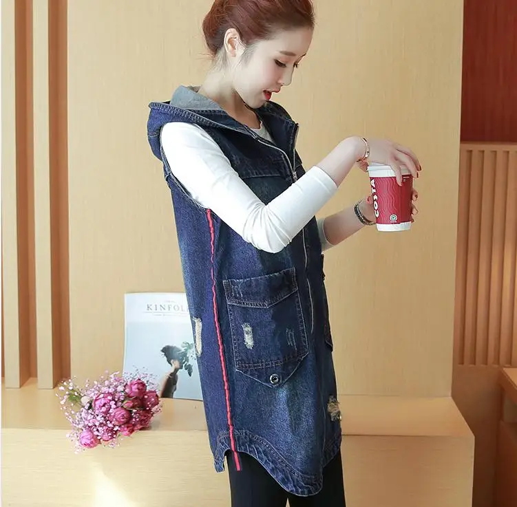 Женская Весенняя свободная жилетка с капюшоном 2018 | одежда