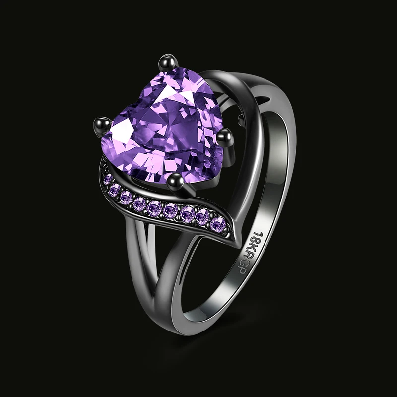Женское кольцо с красным или фиолетовым кристаллом для вечеринки | Украшения и