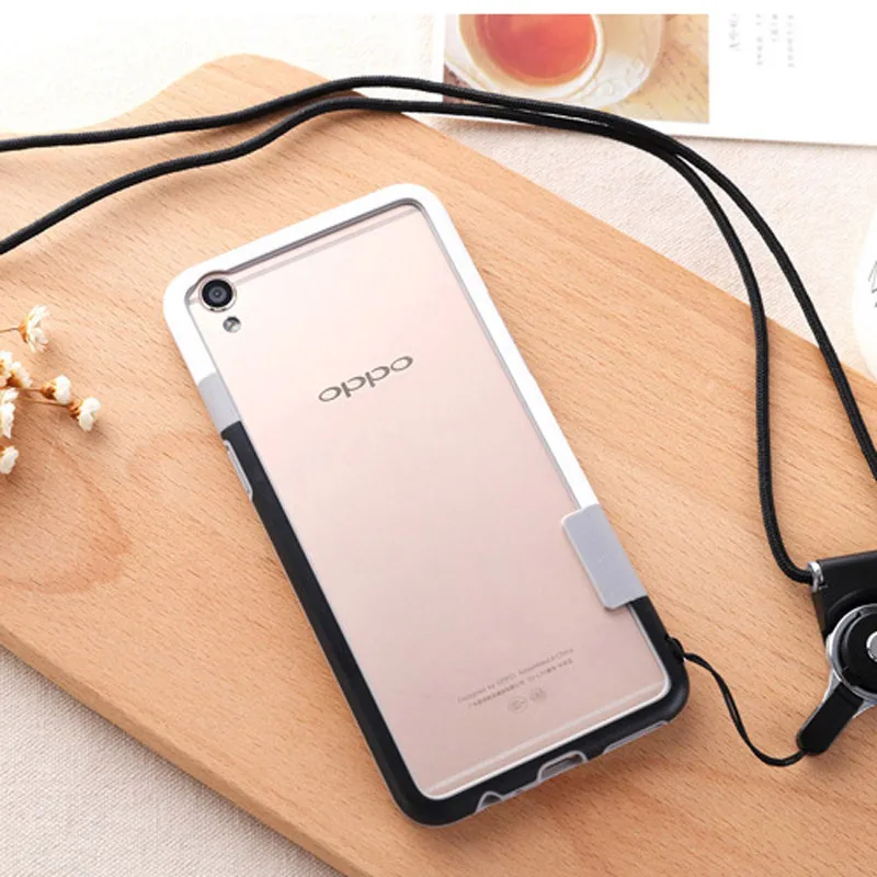 White and Black Противоударный чехол-бампер для телефона Oppo R9 R9 Plus R9S R9sPlus TPU силиконовый мягкий бампер для OPPO r9s plus чехол со шнурком - Цвет: White and Black