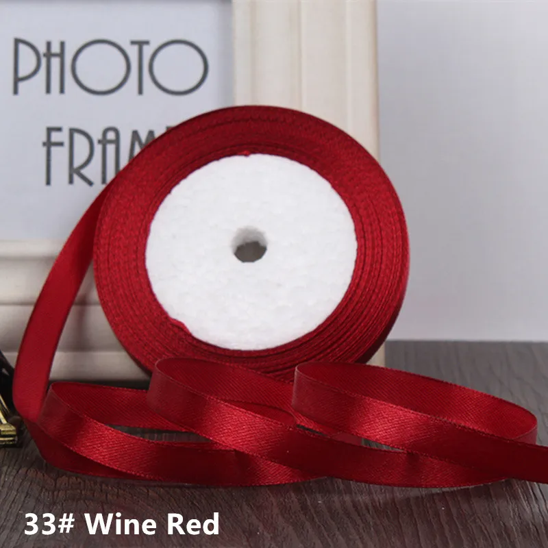 Wine Red 25 ярдов/рулон корсажная атласная Ribbons1.5cm Свадебные украшения для рождественской вечеринки DIY бант ленты для поделок открытки подарки материал для упаковки - Цвет: Wine Red