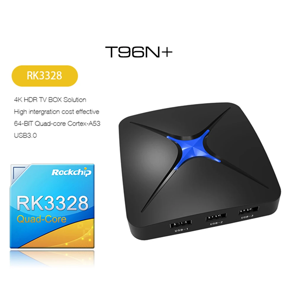 ТВ приставка T96N + Android 7 1 4GB32GB RK3328 Четырехъядерный 4K USB3.0 Miracast AirPlay двухдиапазонный