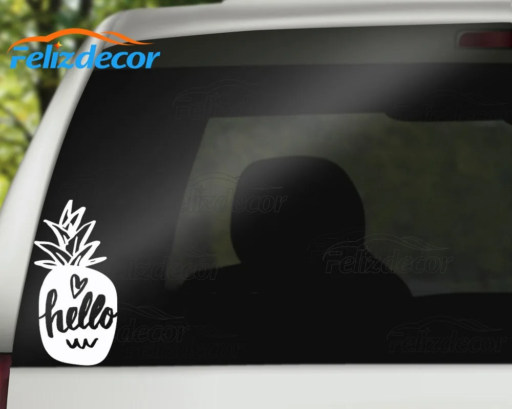 15 см высокий Привет текст ананаса форма виниловые автомобильные наклейки L377 |