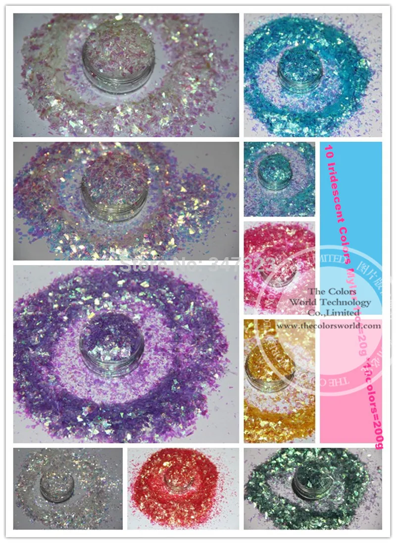 10 Iridescent  Colors Random Cut Glitter Spangles  Mylar for nail decoration and others