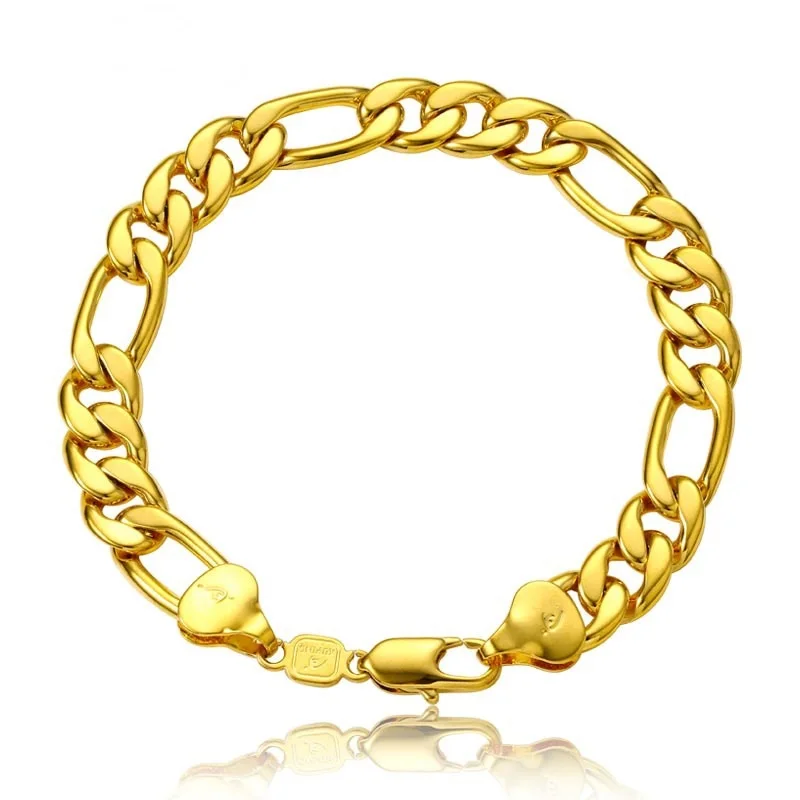 OMHXFC Wholesale European Fashion Man Male Party Birthday Wedding Gift Figaro Wide Thick Link Chain 24KT Gold Bracelet ES100 | Украшения и