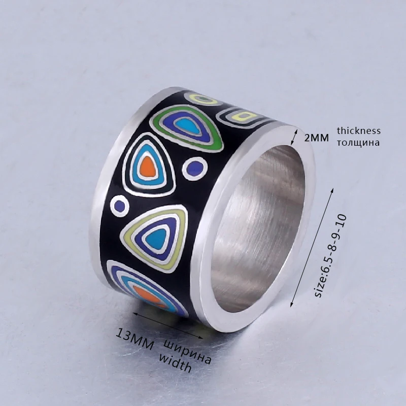 Модные эмалевые ювелирные изделия кольцо из нержавеющей стали шириной 13 мм