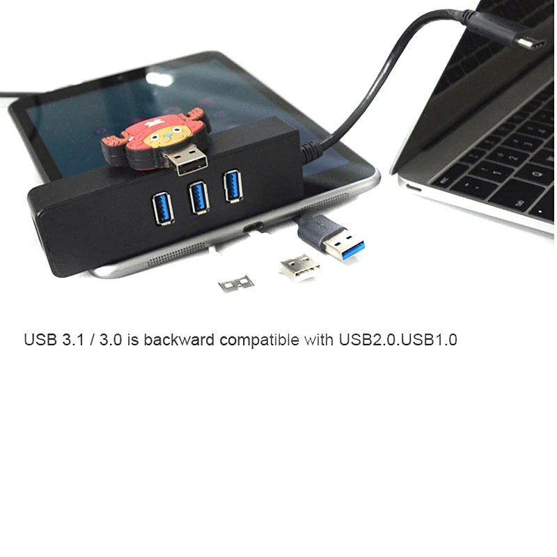 Effelon USB 3.1 Тип-C концентратора 3 Порты и разъёмы с RJ45 LAN Adapter Тип c 3.0 OTG сети Ethernet
