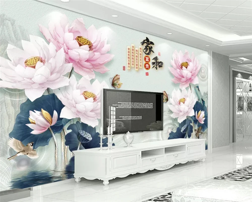 

beibehang Customized modern silky wallpaper embossed lotus fresh watercolor leaf background wall papers home decor papier peint