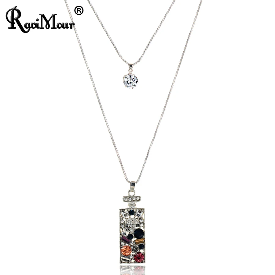 Длинные ожерелья и подвески RAVIMOUR в форме флакона духов Модный женский чокер