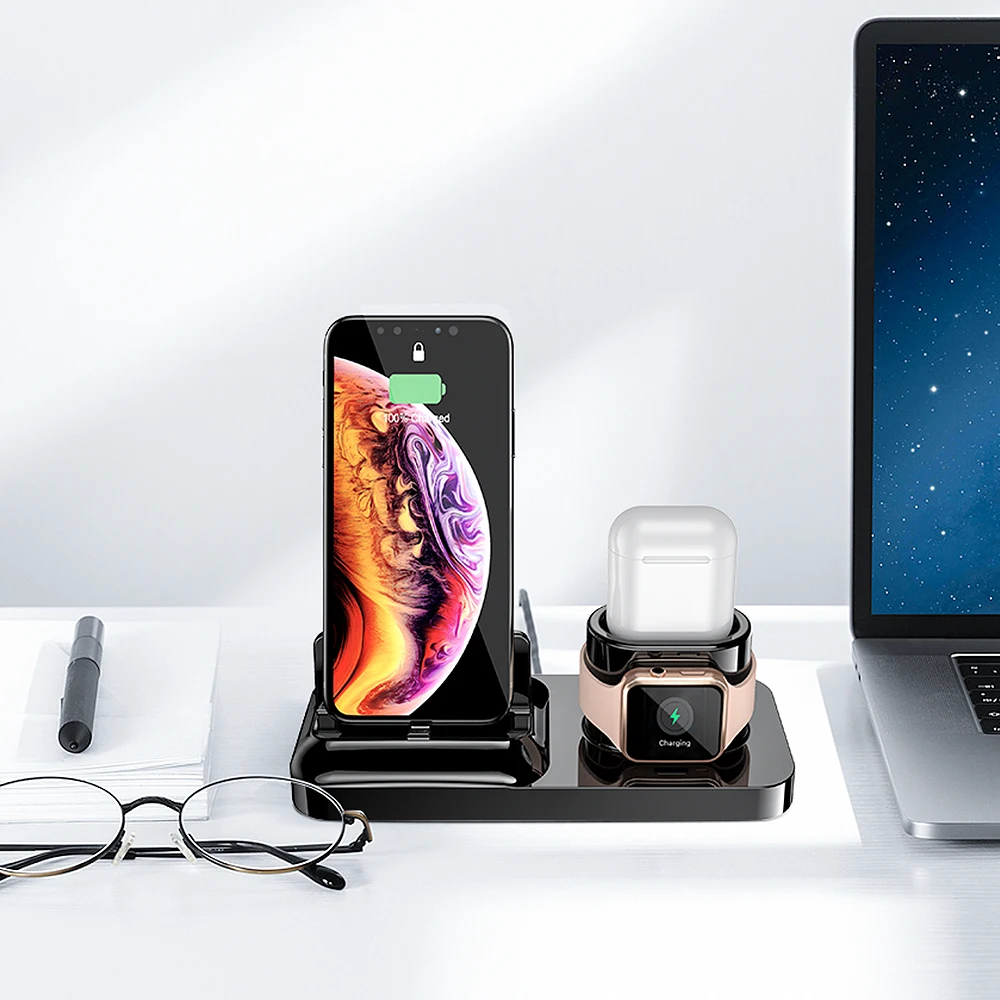 Держатель зарядного устройства для телефона RAXFLY 3 в 1 iPhone X XS Max XR 8 7 беспроводная