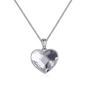 White Элегантный сердце кристалл от Swarovski для женщин цепочки и ожерелья 925 пробы серебро цепочка, ювелирное изделие из драгоценных камней Красочные горный хрусталь кулон свадебные - Цвет камня: White