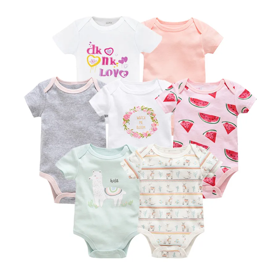 Kavkas vetement bebe, лето, 7 шт./лот, одежда для маленьких мальчиков, roupas de bebe recien nacido, Одежда для новорожденных девочек 0, 3, 6, 9, 12 месяцев - Цвет: 214622892291