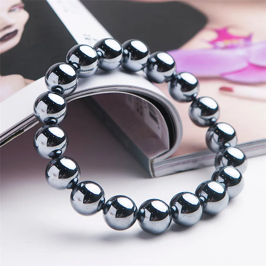 

Natural Terahertz Wave Gems Round Bead Stretch Rare Woman Men Bracelet Drop Shipping 12mm 14mm 10mm 8mm AAAAA