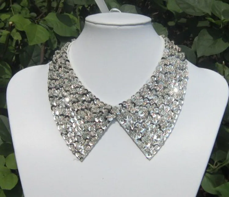 2015 ожерелье в стиле панк искусственный воротник с блестками слюнявчик эффектные