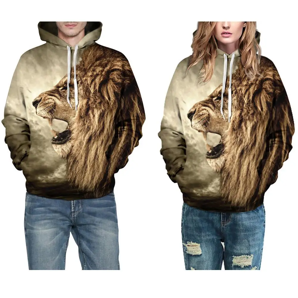 ZACOO Halloween 3D Lion Printed Hoodie Cool Animal Hooded Swearshirt Men/Women Pullover | Мужская одежда