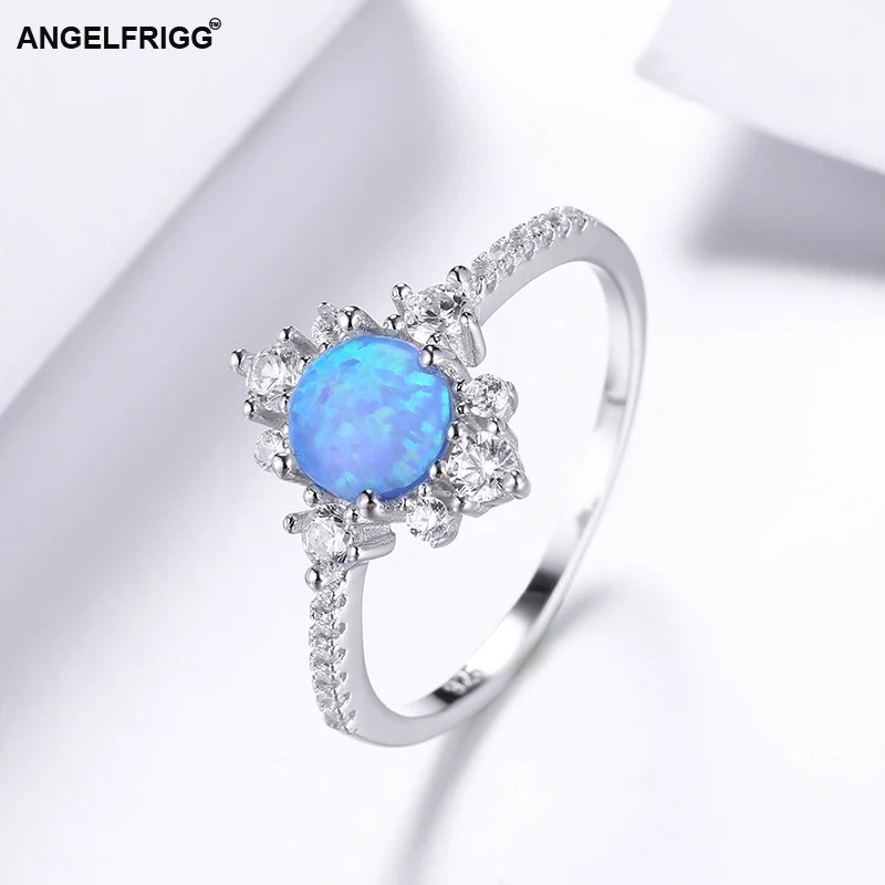 ANGELFRIGG идеальные женские кольца стерлингового серебра 925 Круглый Опал оптовая
