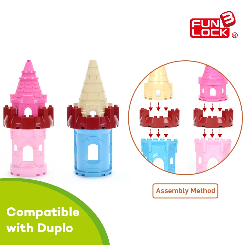 Детский конструктор Funlock Duplo детали для сборки замка развивающие кубики подарок