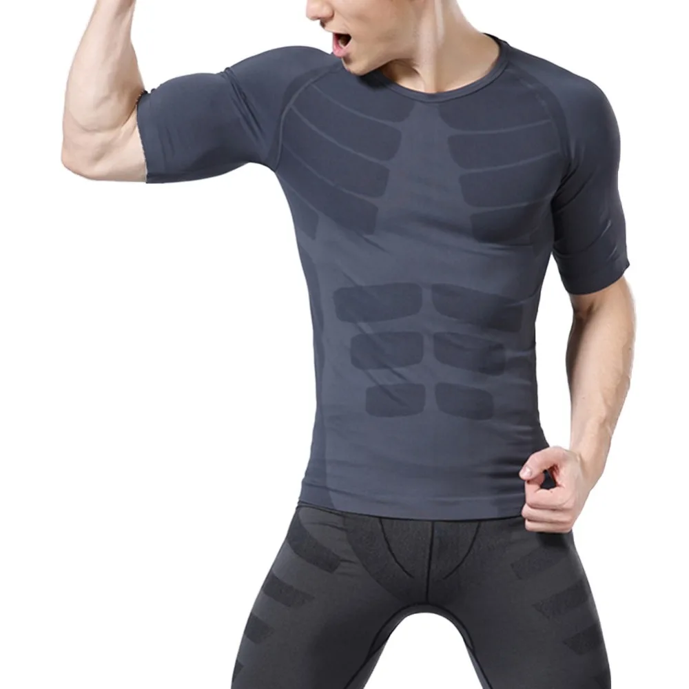 Новинка 2017 Мужская быстросохнущая Спортивная компрессионная футболка с