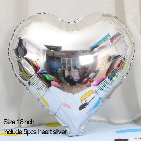 5pcs silver heart MMQWEC воздушные шары с днем рождения черно-белые латексные шары звезда сердце фольгированные шары для свадьбы День рождения украшения принадлежности - Цвет: 5pcs silver heart