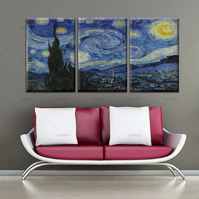 

Canvas Painting Home Decor wall art Living room No Frame Starry night Wall Painting Vincent Willem Van Gogh Printed wall
