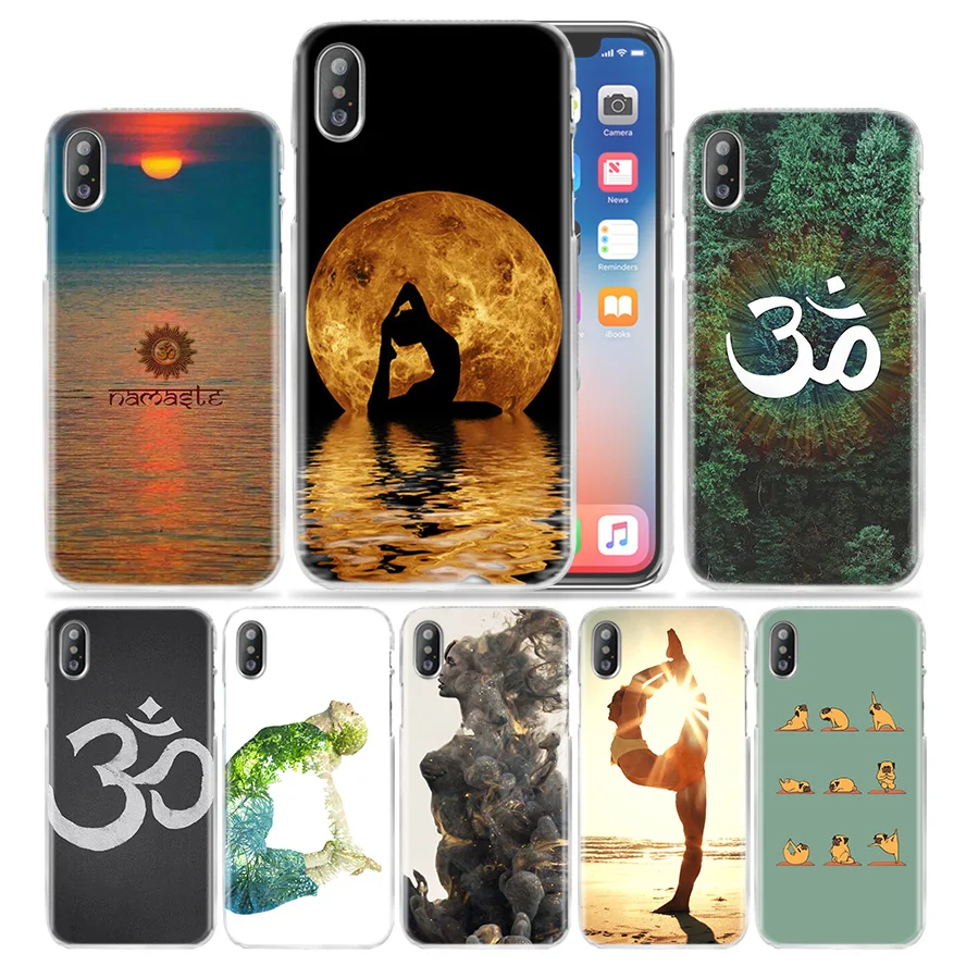 Чехол для телефона Aum Om Yoga ДЛЯ iPhone X, 6, 6 S, 7, 8 Plus, 5S, SE, 5, 4S, 4, 5c, прозрачный жесткий чехол из поликарбоната, пластиковый чехол, милый чехол для телефона