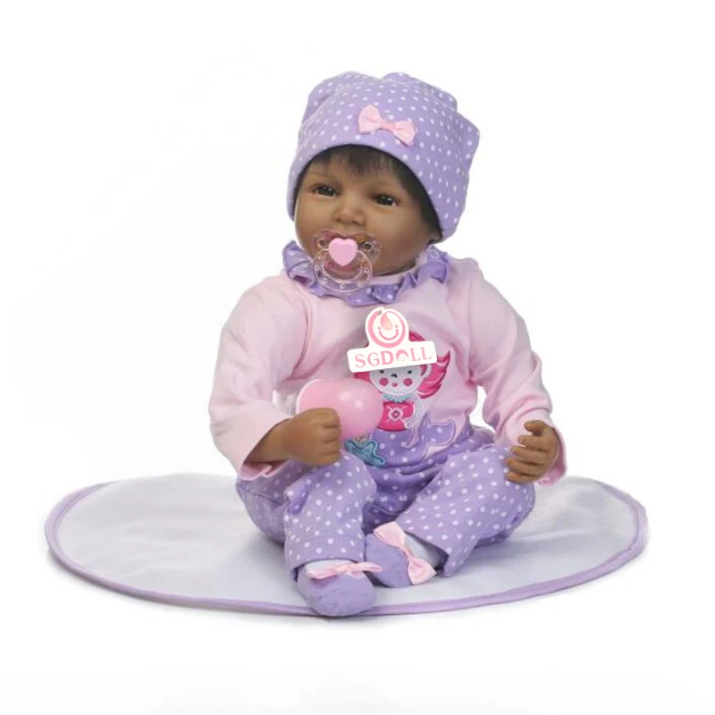55 см/22 &quotReborn Baby Doll черный афроамериканец Силиконовые Винил Реалистичная