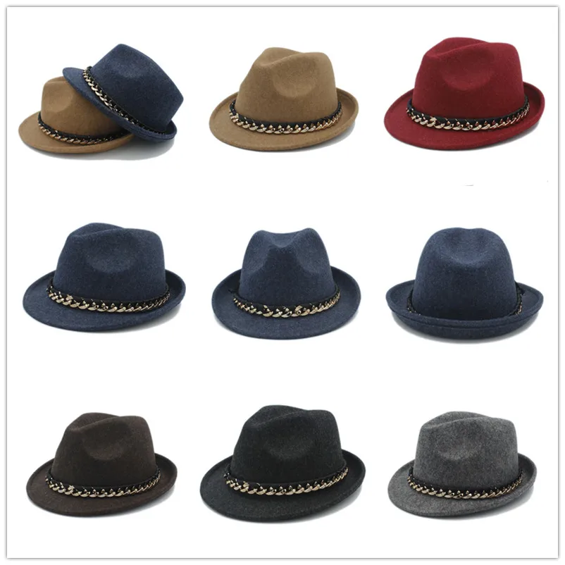 Ретро 100% шерсть женская мужская фетровая шляпа для элегантной леди Трилби