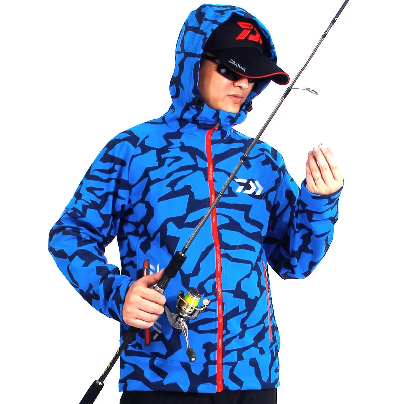 

2018 Soft Shell Jacket Men Winter Waterproof Camouflage Fishing Camping Hiking Coat Hooded Zipper Mens Outdoor Fishing Jersey