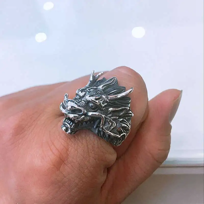 FNJ 925 Серебряное кольцо с драконом новая мода животное S925 Стерлинговое Тайское