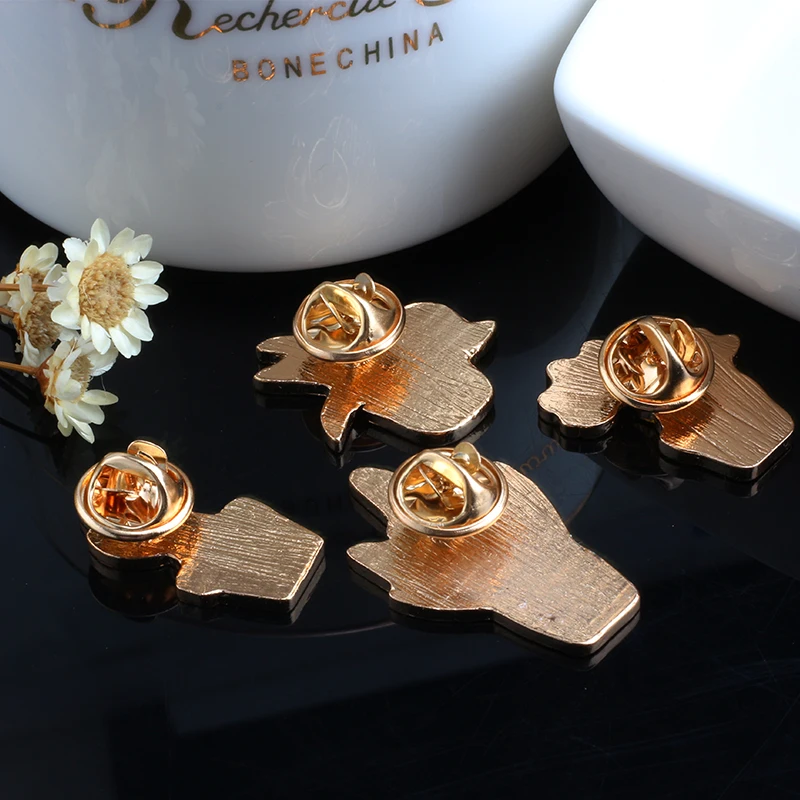 4 шт./компл. эмалированная брошь в виде мультяшного животного растений горшке с