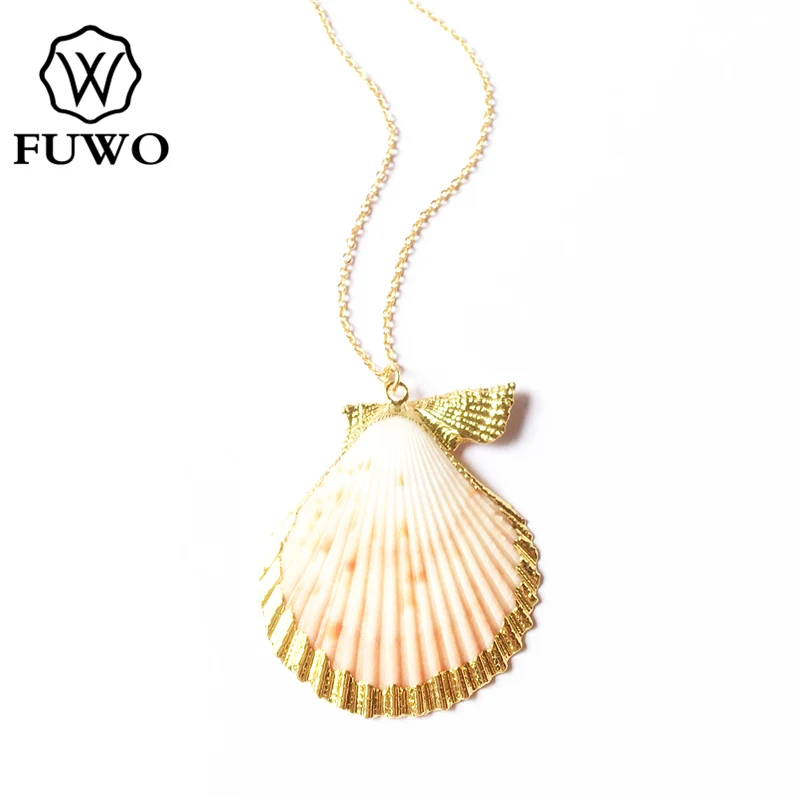 Женское Ожерелье из ракушек FUWO ожерелье с золотой отделкой подвеска для пляжного