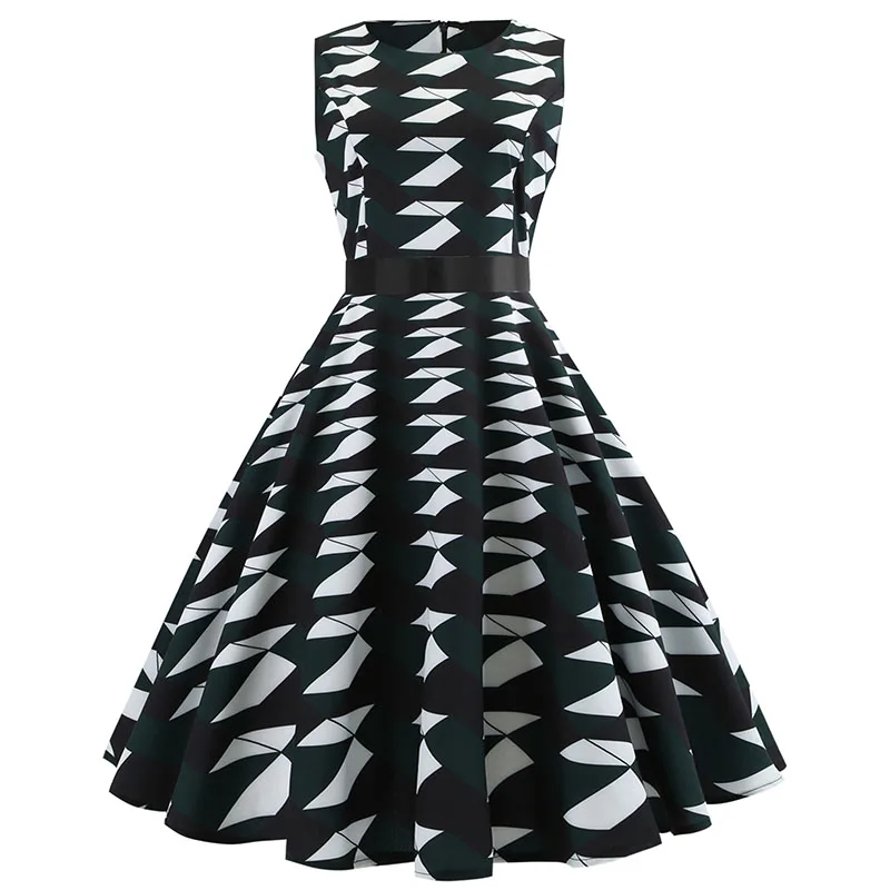 015 Черно-белое клетчатое винтажное платье размера плюс для женщин Vestidos Hepburn 50s 60s элегантные платья для вечеринок повседневные рокабилли Pin Up Сарафан - Цвет: 015