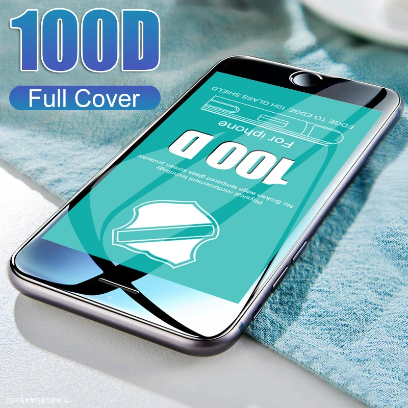 100D полное покрытие Защитное стекло для iphone X 7 8 6 6s PLus закаленное Защита экрана Xr Xs