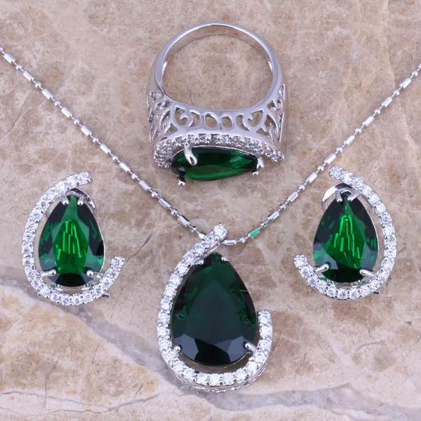 Комплект ювелирных изделий из кольца и серёг с фианитом|silver jewelry set|jewelry setsearring pendant