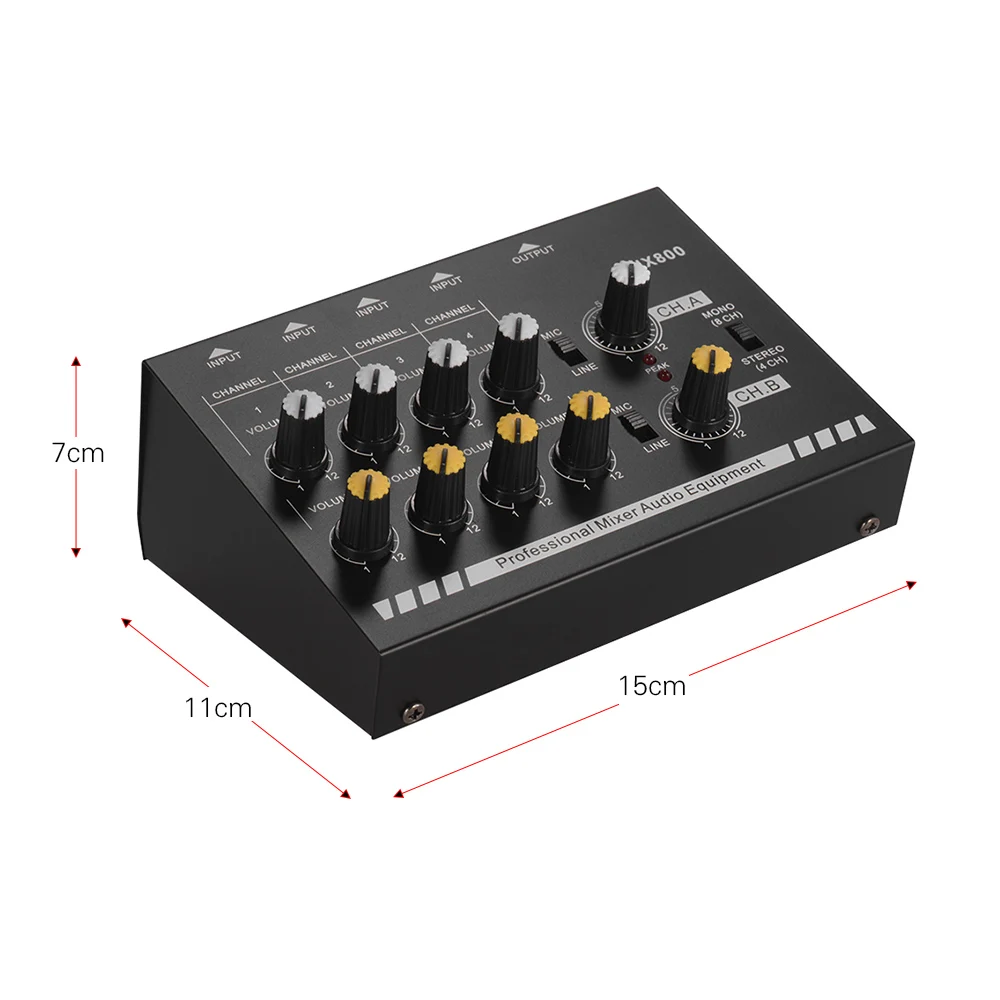 

Compact Size 8-Channels Mono/Stereo Audio Sound Line Mixer with Power Adapter