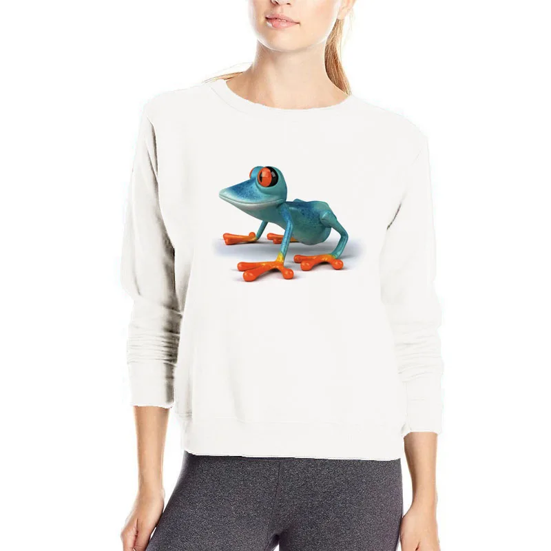 Женская хлопковая толстовка с капюшоном 3D-принтом лягушки | одежда