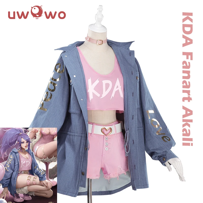 Косплей игры UWOWO LOL K/DA Akali Костюм KDA женский костюм на Хэллоуин полный комплект