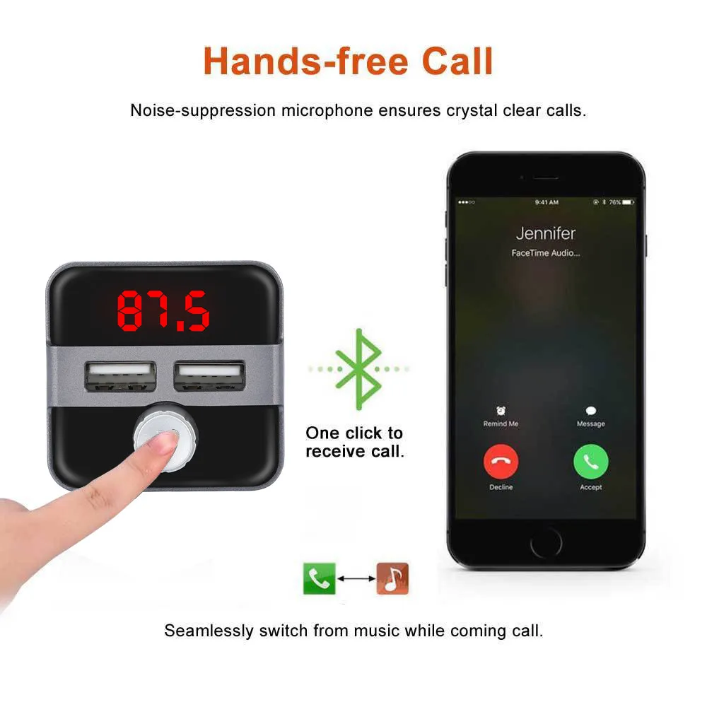 Беспроводной автомобильный mp3 плеер с Bluetooth fm передатчик радио ЖК дисплей 2 USB