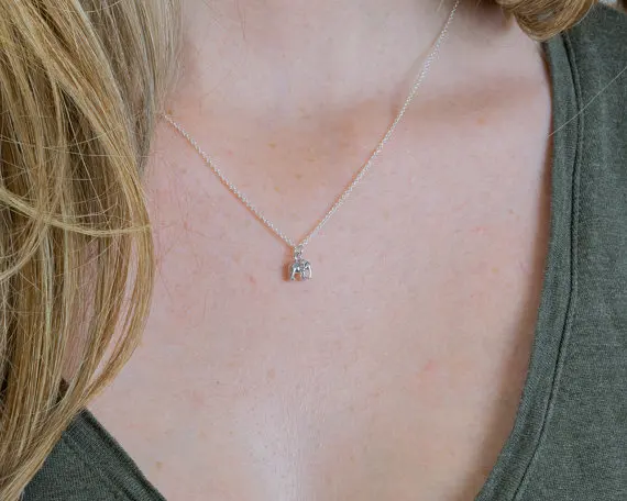 Ожерелье с серебряным слоном маленькое Очаровательное ожерелье минималистичное