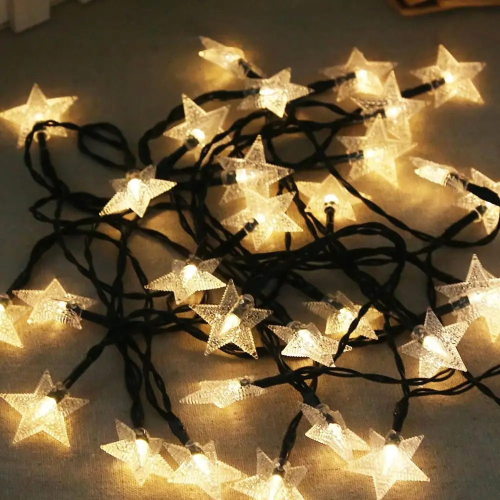 Тёплый белый 4,9 м 30LED звезды медная проволока Фея светящиеся гирлянды на солнечной энергии питание свет гирлянда Рождество Свадьба Праздник Гирлянда украшение лампы - Испускаемый цвет: Тёплый белый