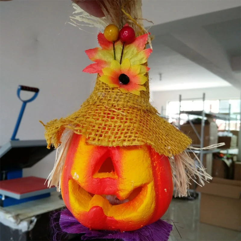 Halloween Scarecrow Pumpkin Lantern Creative LED Holiday Decor Lamp Table Light Cute Ghost Festival Props Corn Skin Safe Natural | Освещение