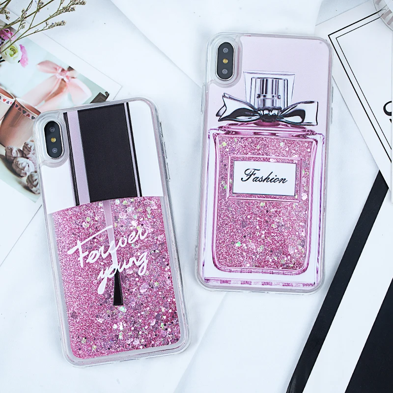 Жидкий сыпучий песок с блестками Bling Heart чехол для iPhone 7 8 X 5s SE 6 6s Plus XR XS Max мягкие