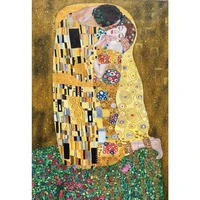 gold painting gustav klimt the kiss canvas art hand painted oil portrait woman for living room wall decor personalized fast ship